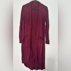 H By Halston Womens Long Sweater Duster Cardigan Size XS Color Plum